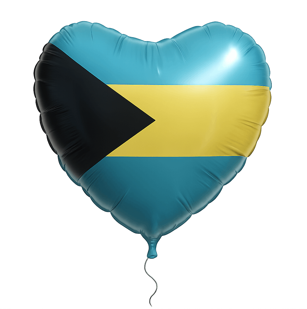 Heart Balloon of Bahamas Flag, Transparent Background