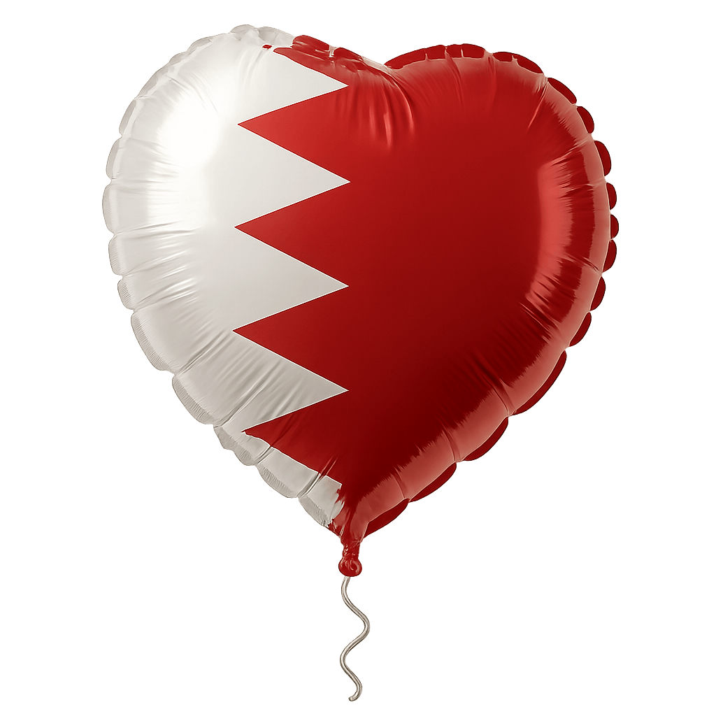 Heart Balloon of Bahrain Flag, Transparent Background
