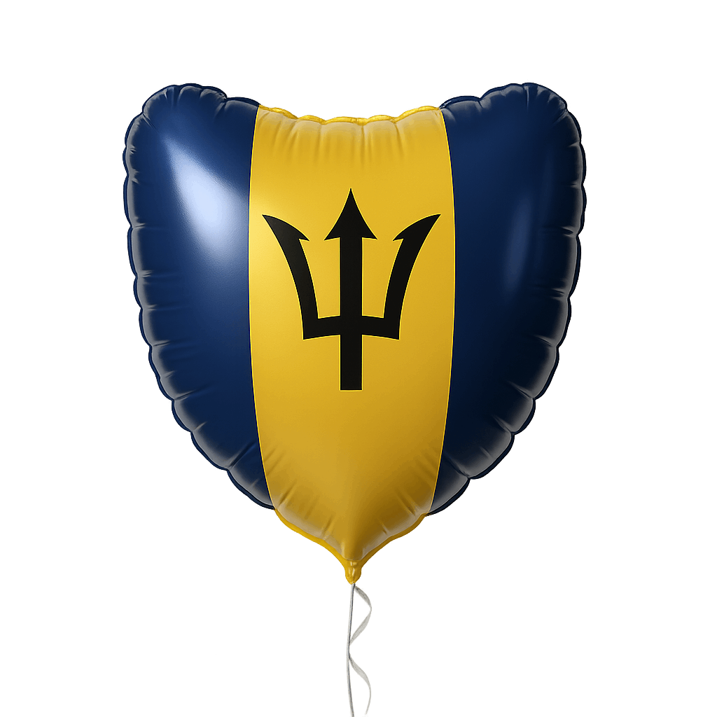 Heart Balloon of Barbados Flag, Transparent Background