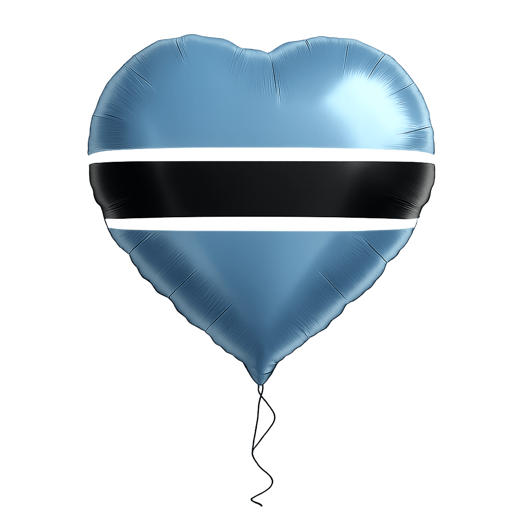 Heart Botswana Flag Balloon Transparent Background