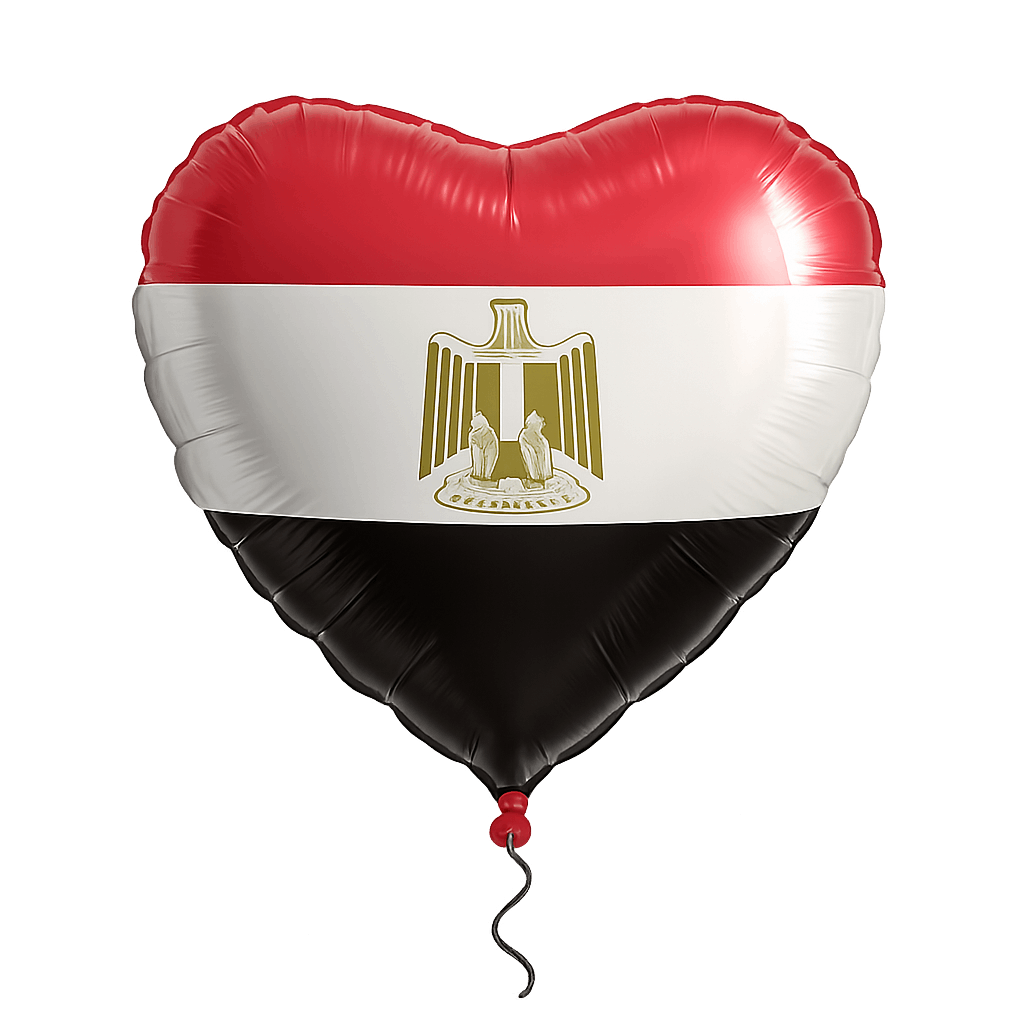 Heart Shaped Egypt Flag Balloon Transparent Background