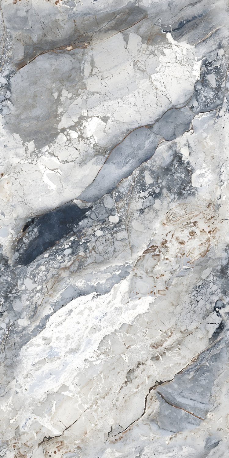 High-Contrast Grey White Fractured Stone