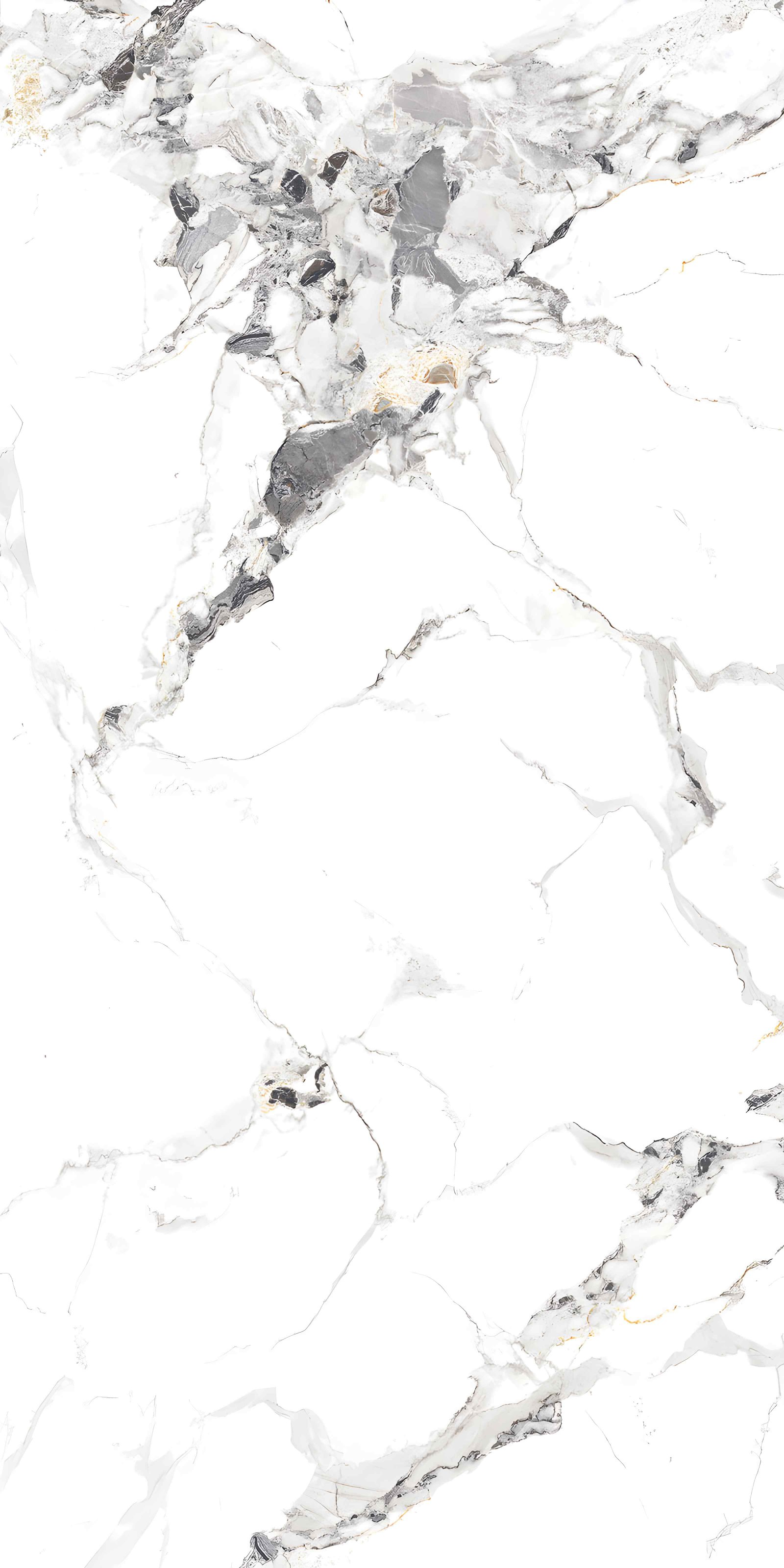 High-Contrast White Marble with Dark Patches