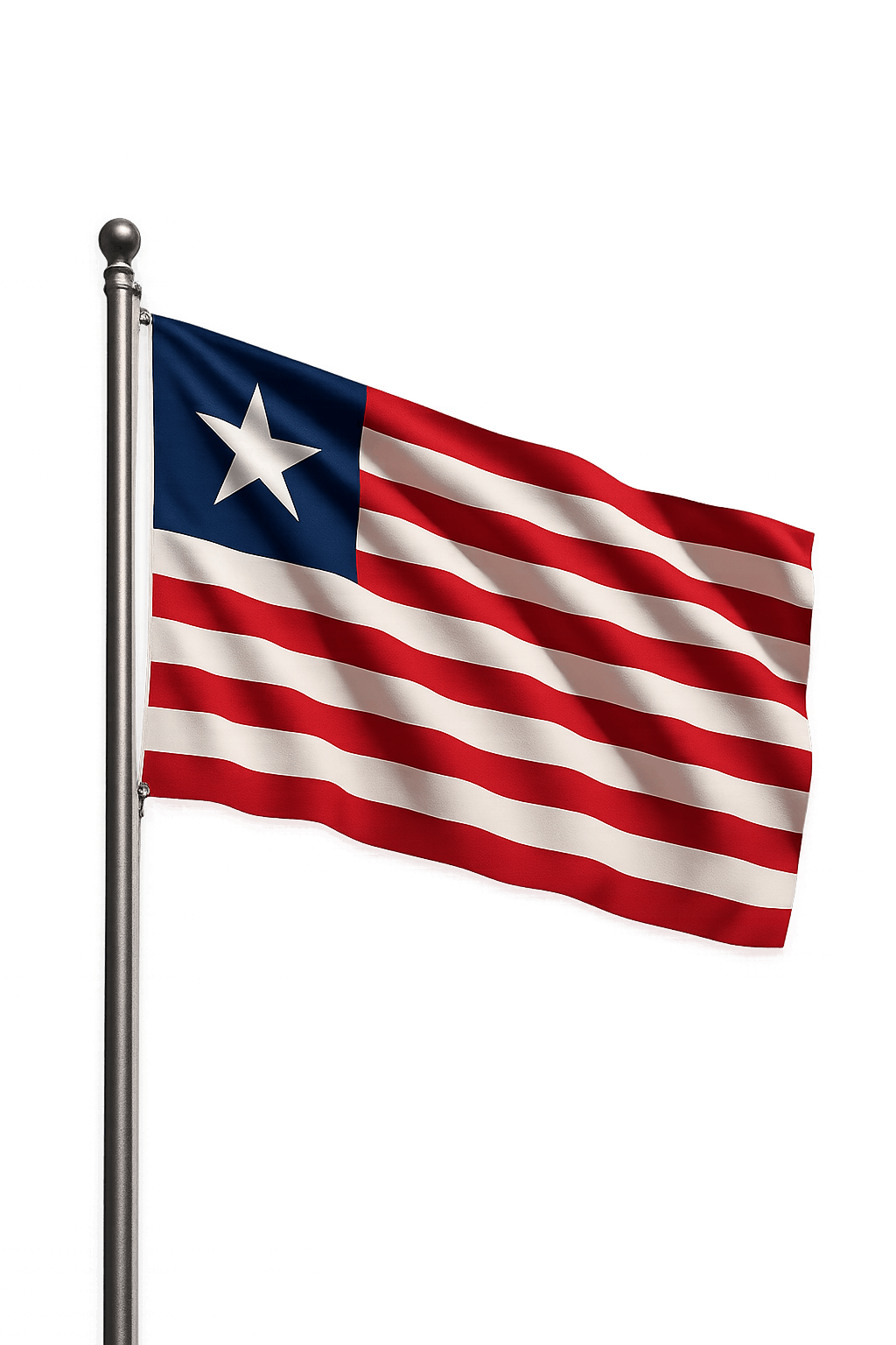 High Quality Waving Liberia Flag Transparent Background
