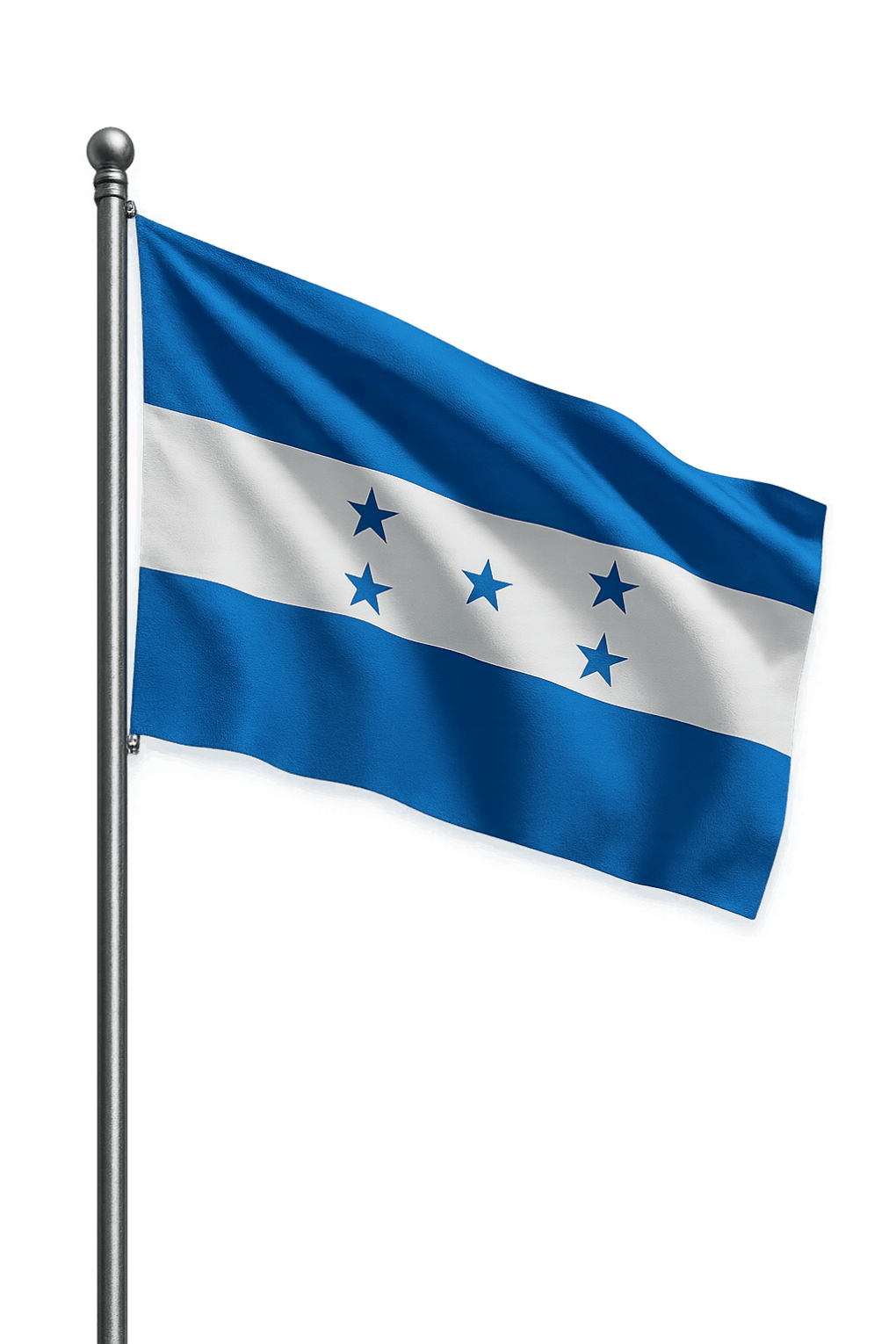 Honduras Flag Waving on Flagpole Realistic 3D