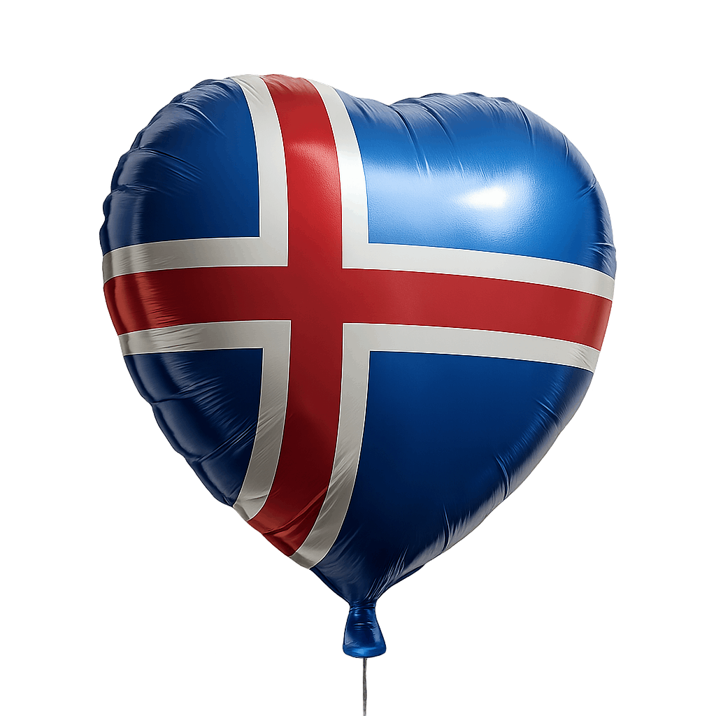 Iceland Flag Heart Balloon Transparent Background