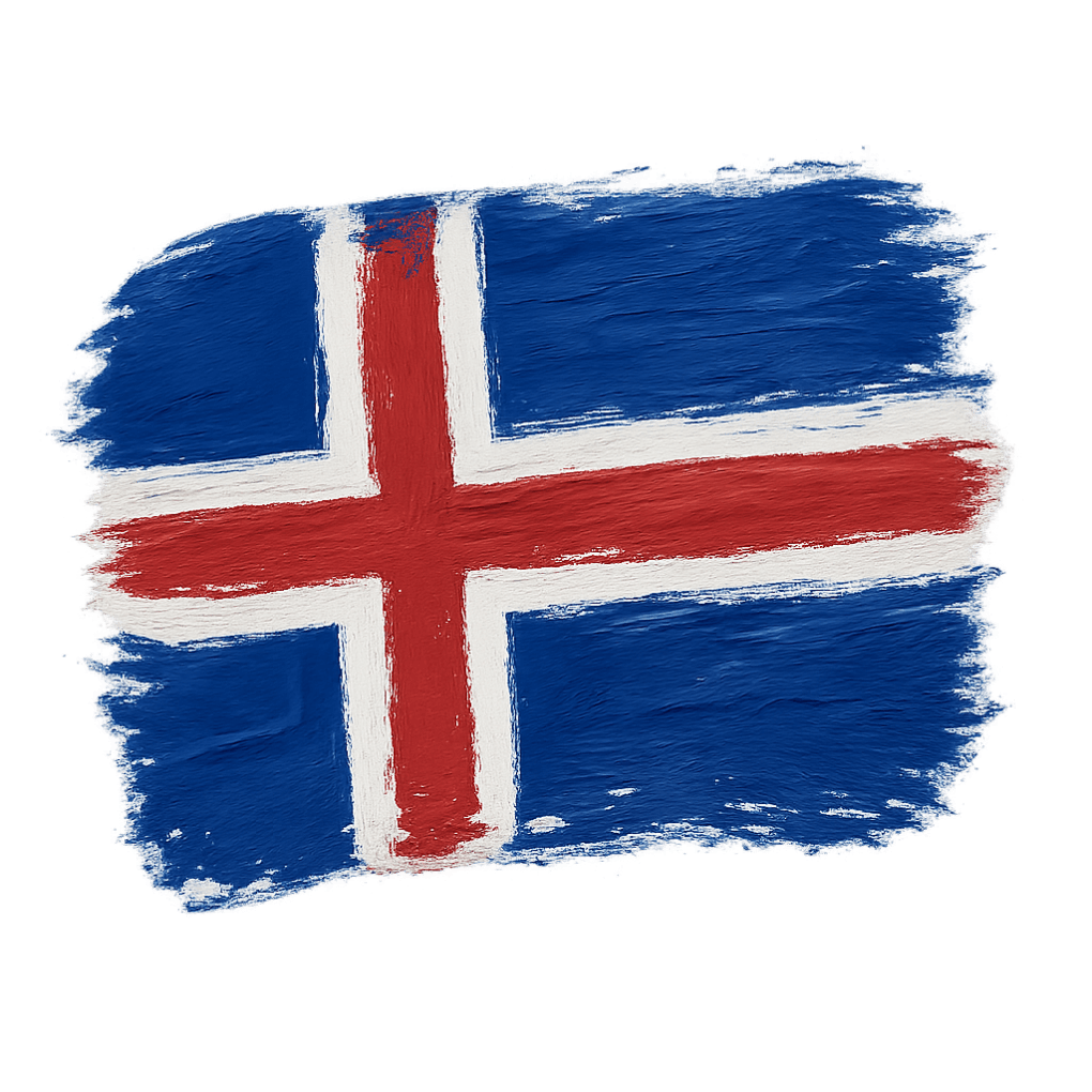Iceland Flag Painted Brushstroke Transparent Background