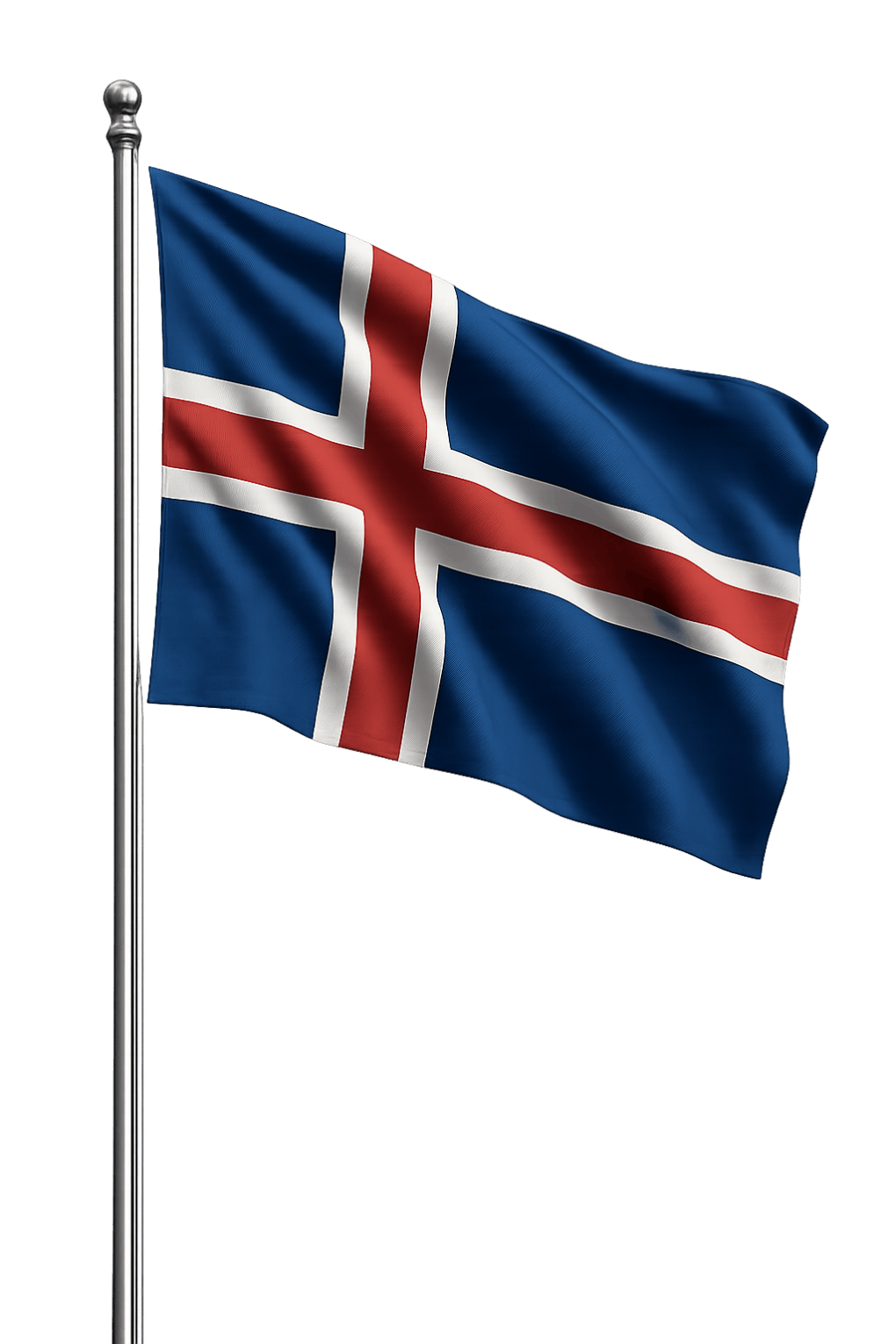 Iceland Flag Pole Waving Transparent Background