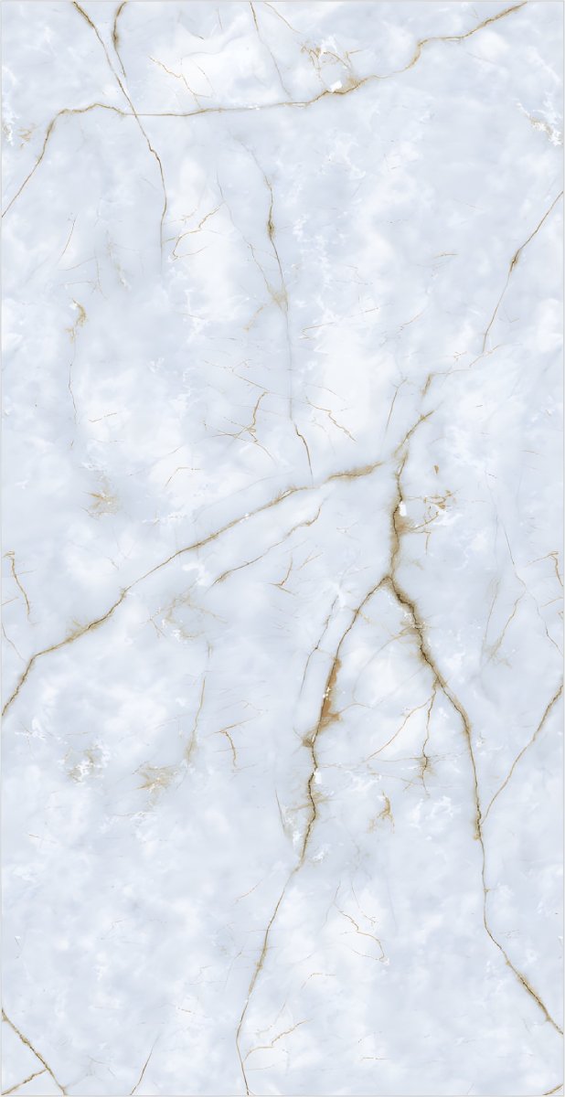 Icy Blue Marble with Golden Veining