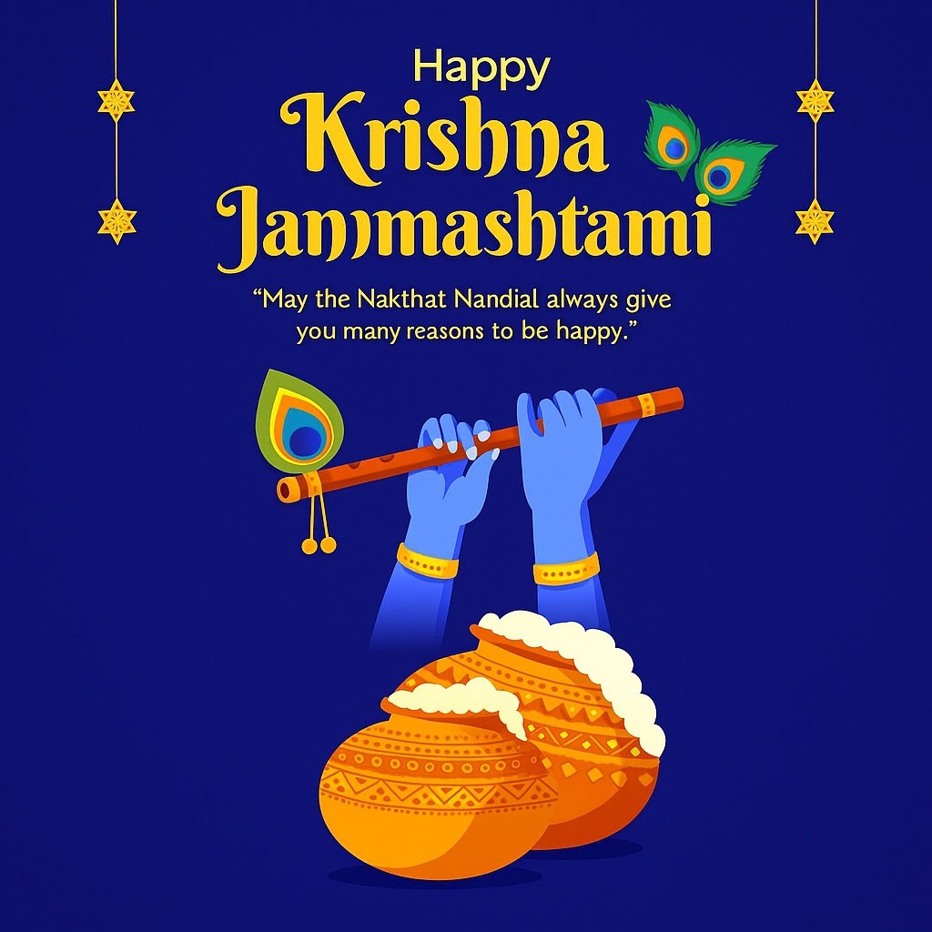 Illustration Celebrating Krishna Janmashtami With Flute, Peacock Feathers, and Handcraft Art