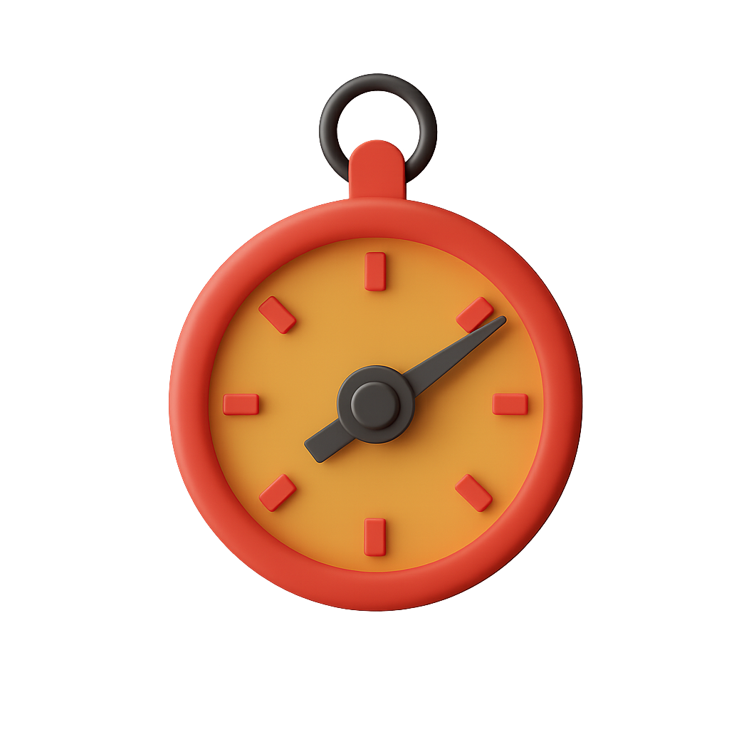 Illustration of a Colorful Stopwatch with Minimalist Design on Transparent Background