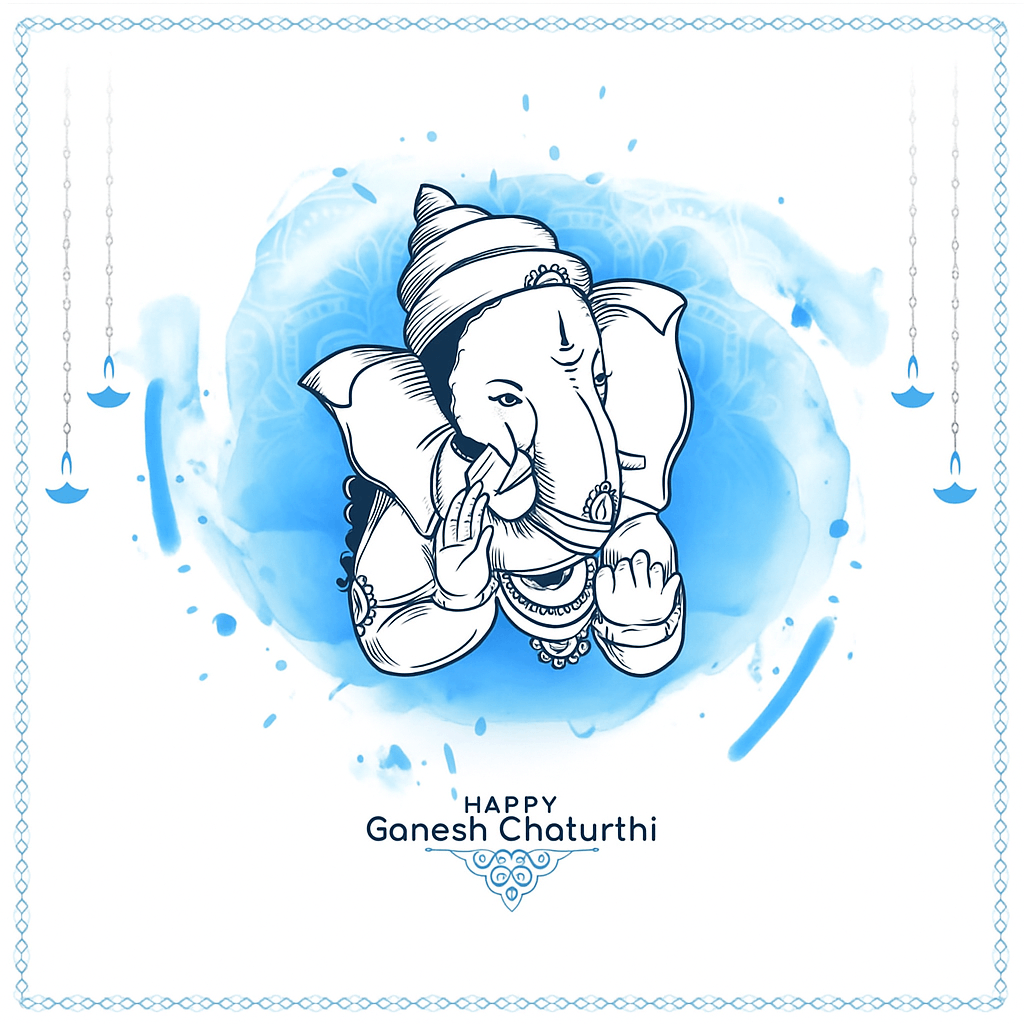Illustration of Lord Ganesha Celebrating Ganesh Chaturthi Festival