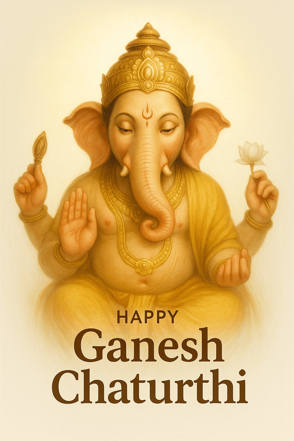 Illustration of Lord Ganesha Celebrating Ganesh Chaturthi with Devotional Elements