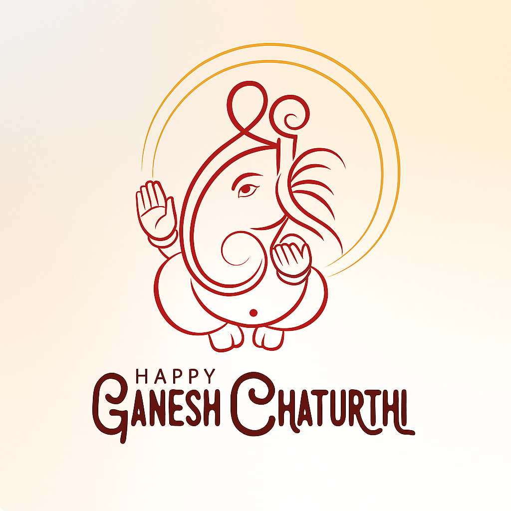 Illustration of Lord Ganesha With Happy Ganesh Chaturthi Celebration Text