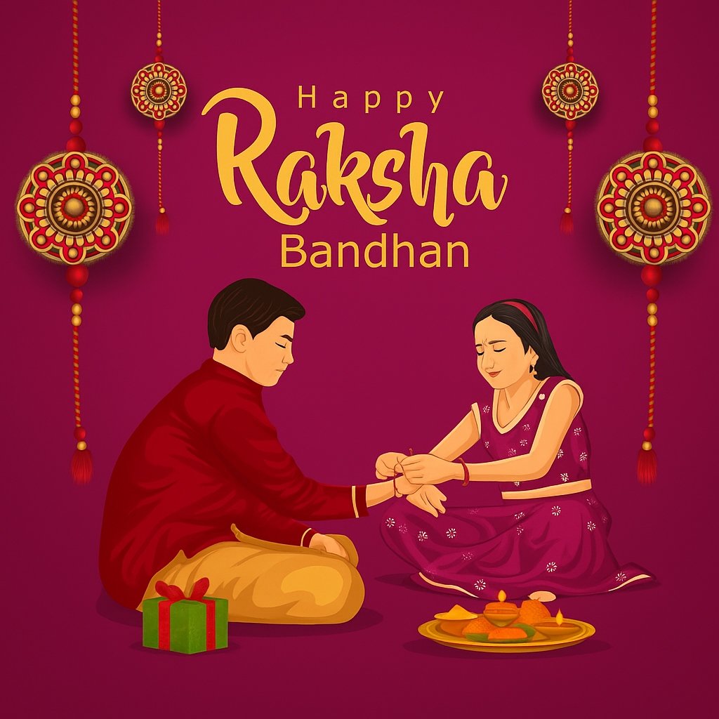 Illustration of Raksha Bandhan Festival with Sibling Celebration