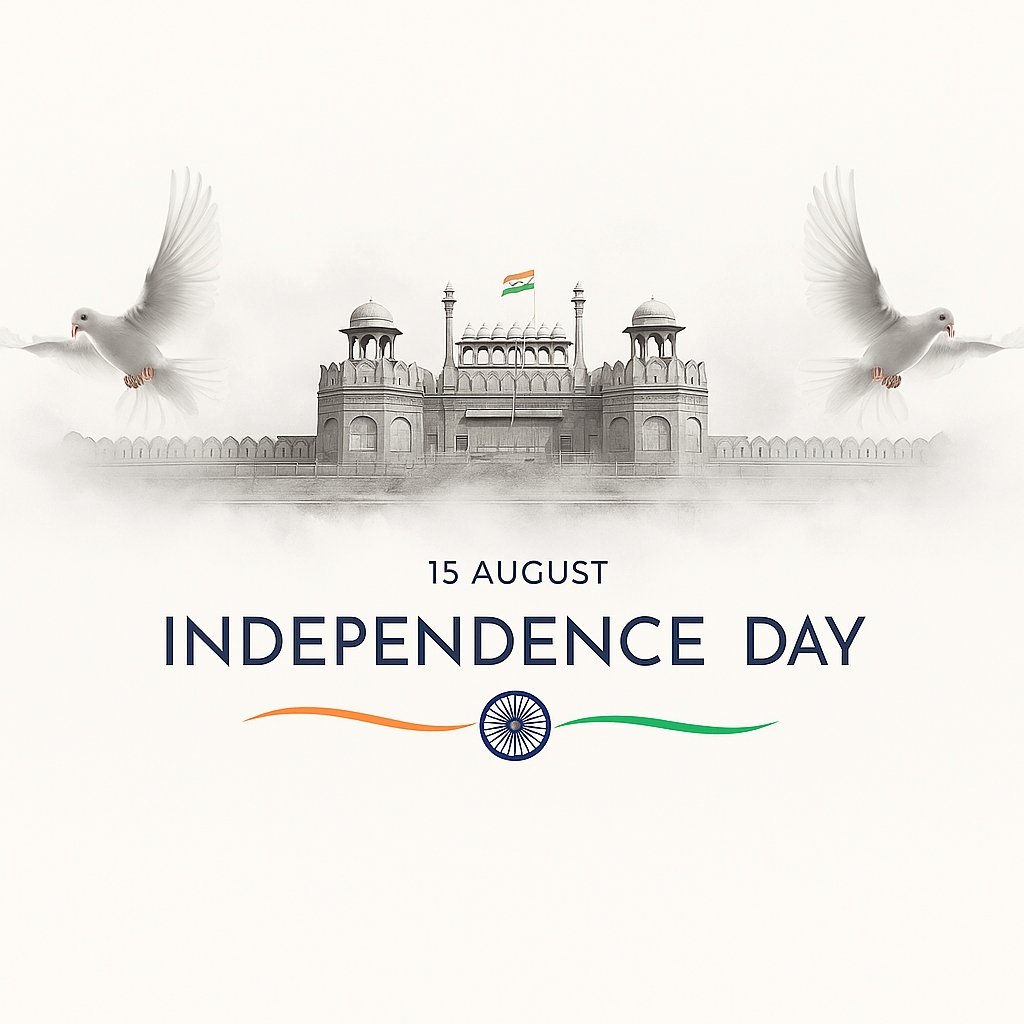 Independence Day Celebration With National Landmark and Peaceful Doves