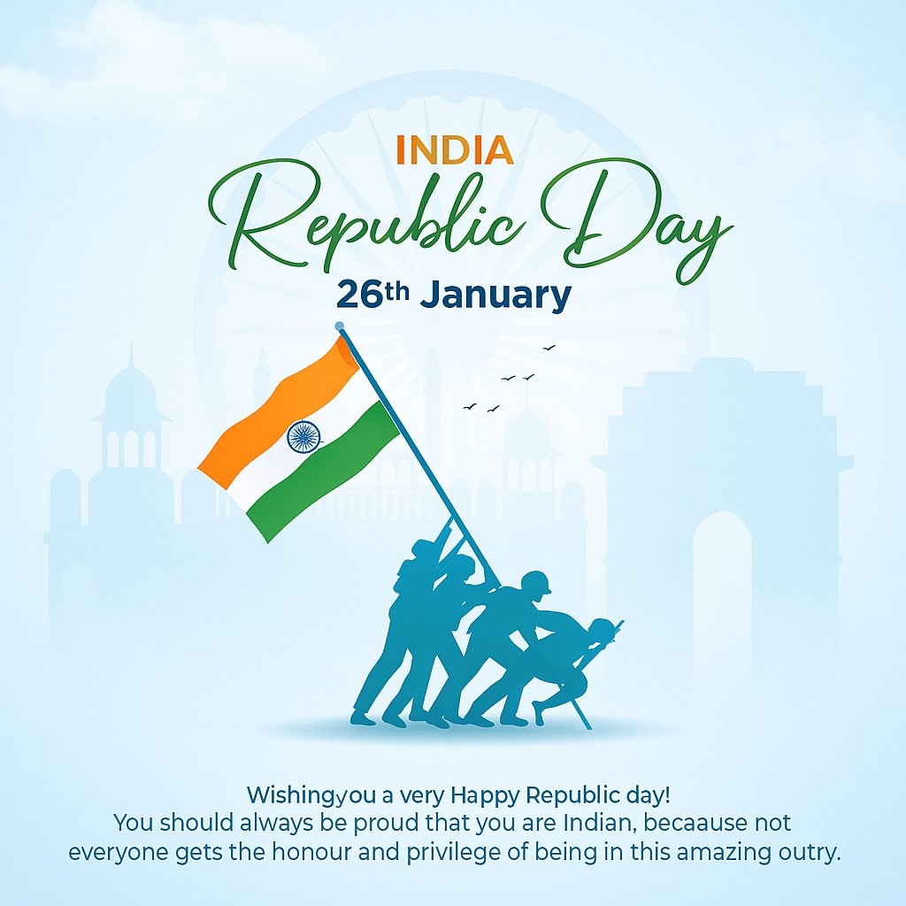 India Republic Day Celebration with National Flag on 26th January