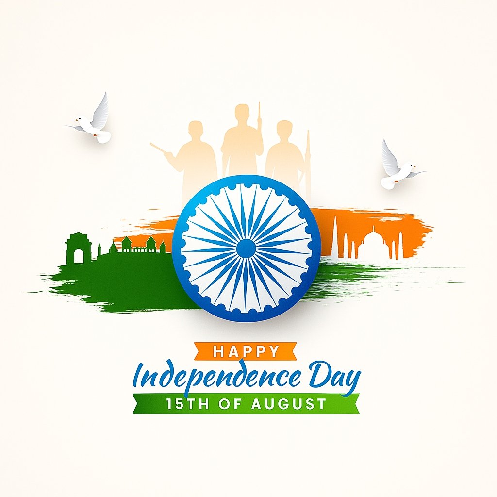 Indian Independence Day Celebration With Cultural Symbols and National Flag