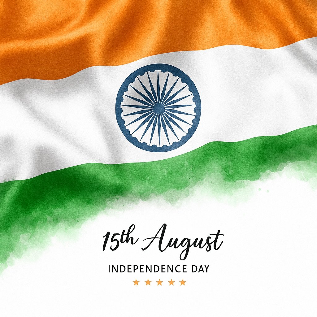 Indian Independence Day Celebration with National Flag on August 15