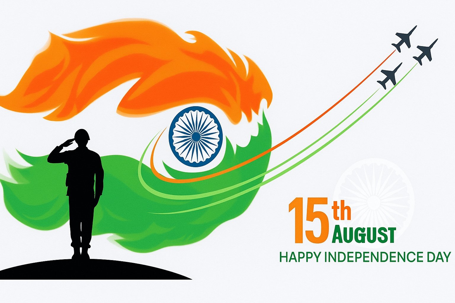 Indian Independence Day Celebration with Patriotic Design and Soldier Salute