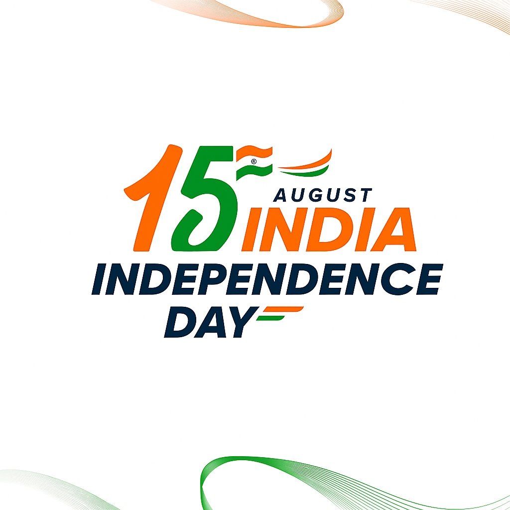 Indian Independence Day Celebration with Tricolors and Date Reference Design