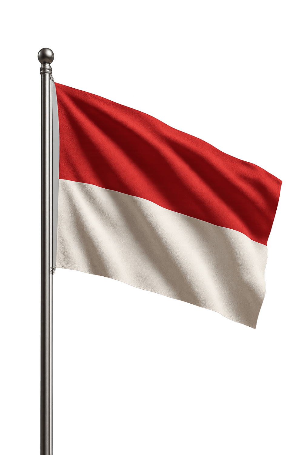 Indonesia/Monaco Flag Waving Pole Transparent Background