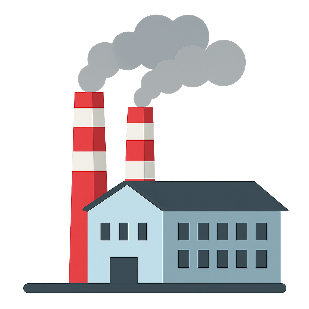 Industrial Factory Building Icon with Transparent Background