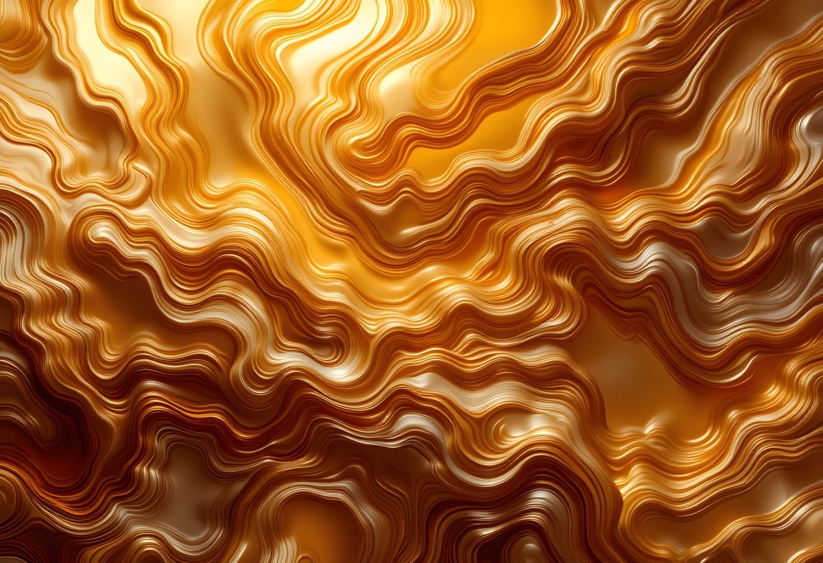 Intense Golden Fluid Wavy Abstract Pattern