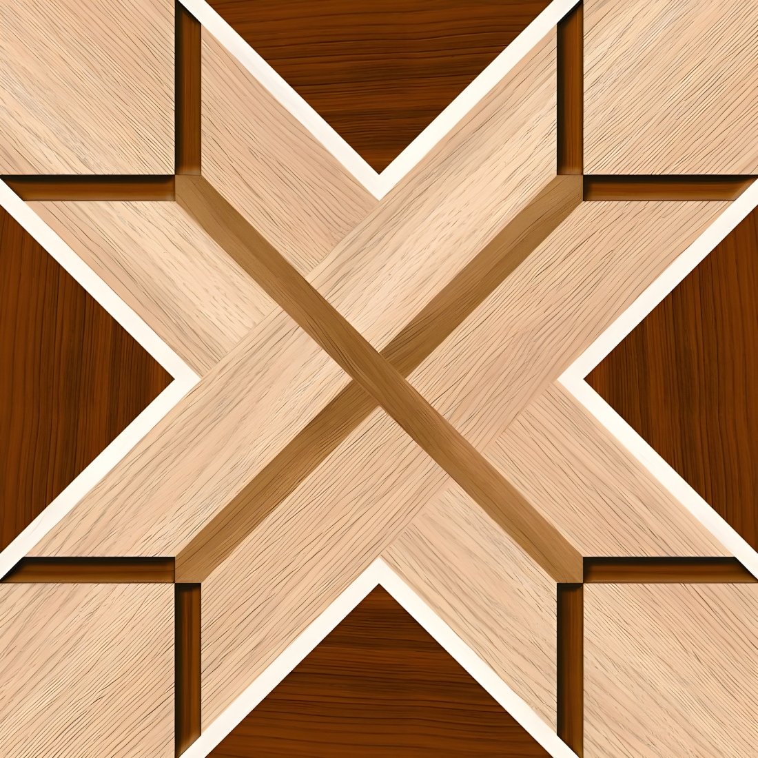 Interlocking Wood Plank Star Geometric Tile