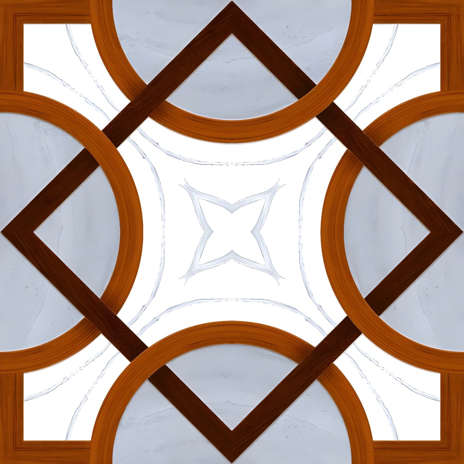 Intersecting Circles Wood and Marble Tile