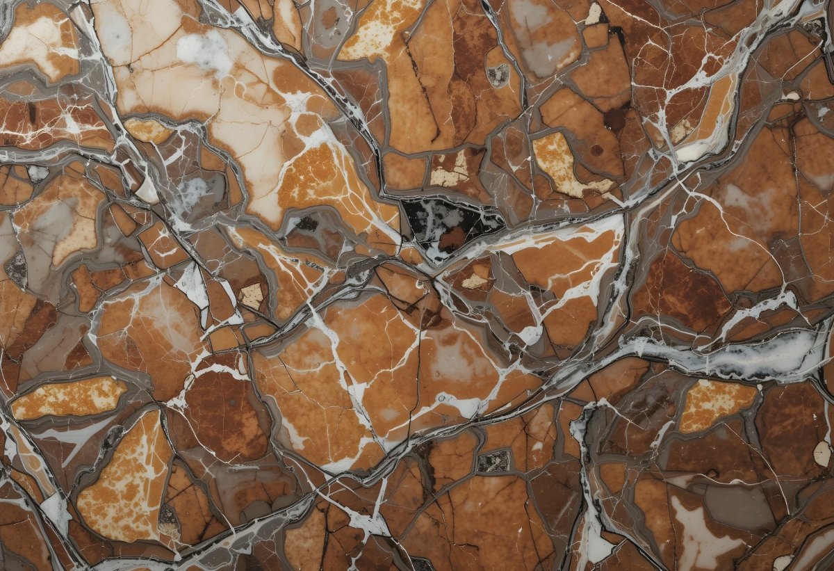 Intricate Veined Brown Marble Slab Texture