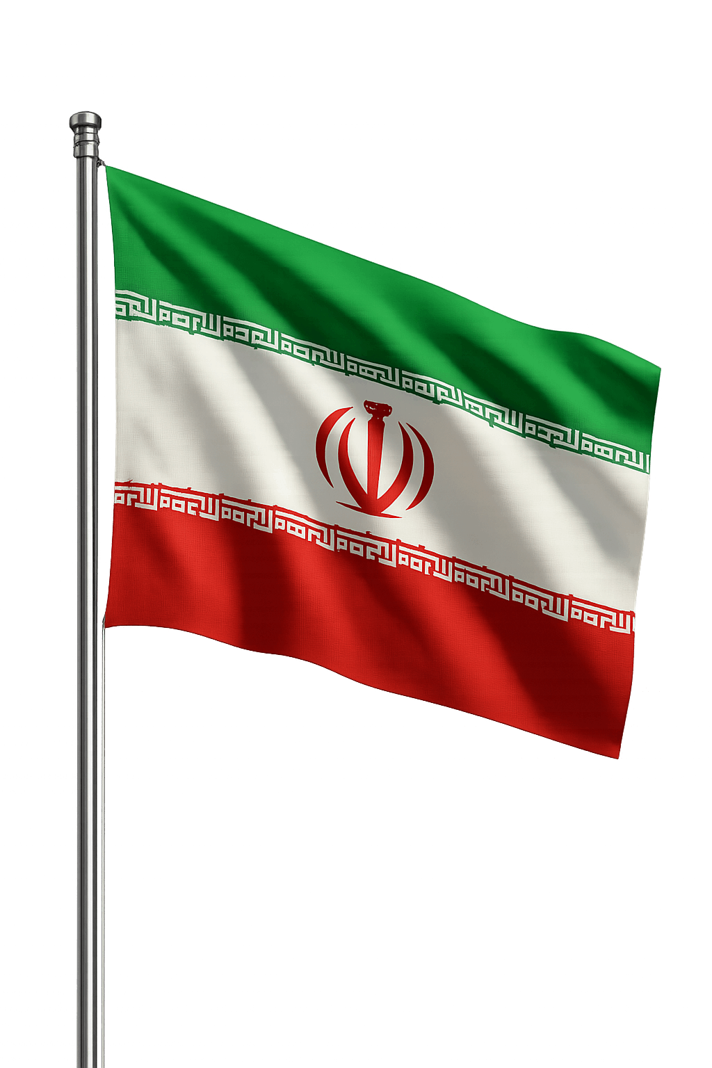 Iran Flag Pole Waving Transparent Background