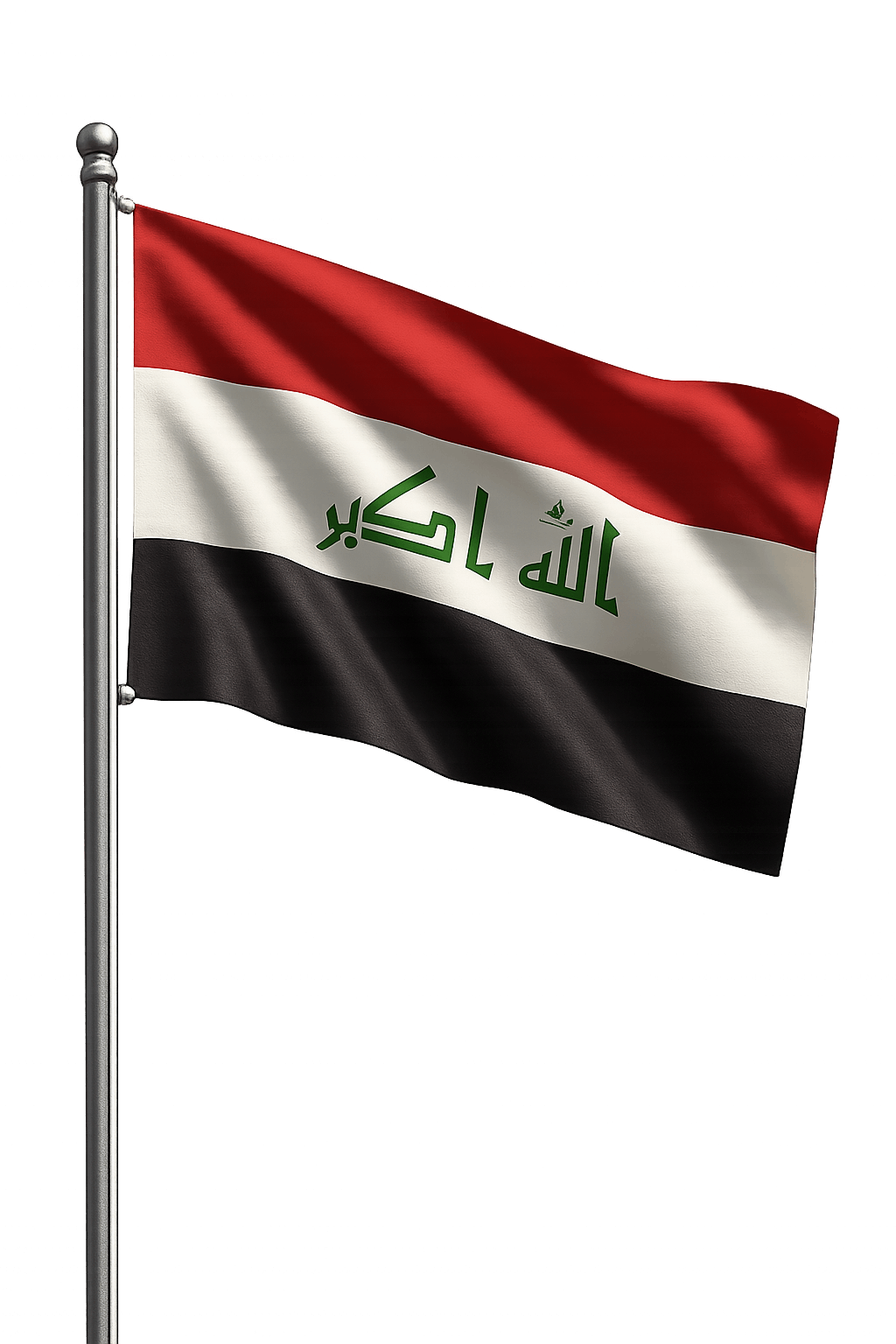 Iraq Flag Pole Waving Transparent Background