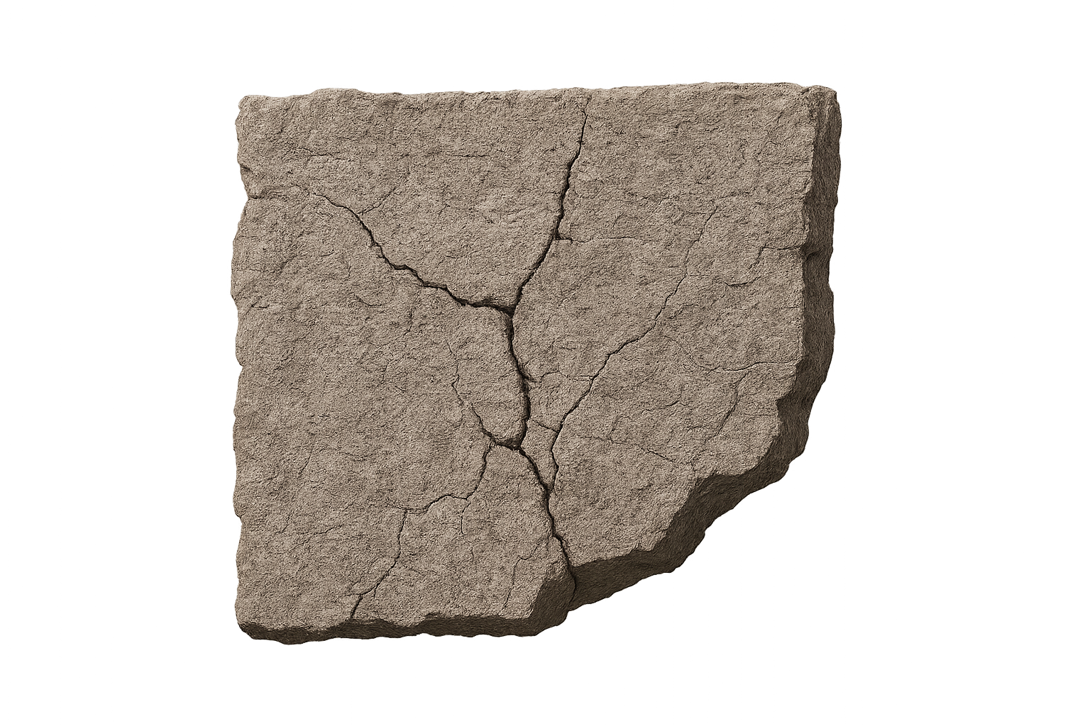 Isolated Cracked Dry Earth Texture Block