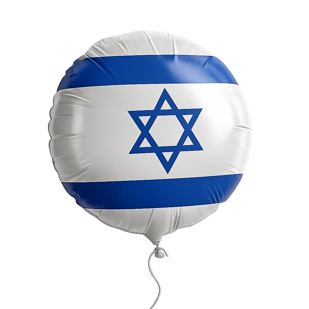 Israel Flag Balloon Mylar Transparent Background Graphic