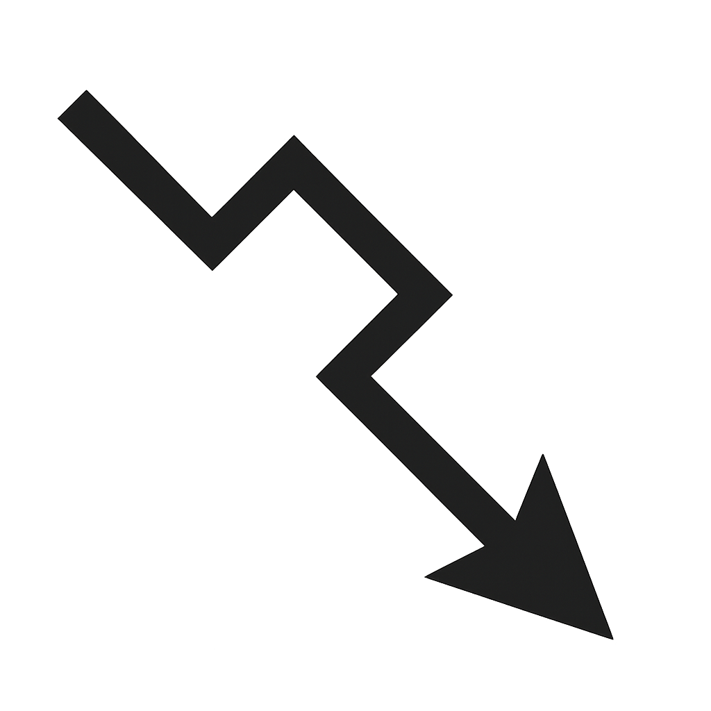 Jagged Black Zigzag Downward Pointing Arrow