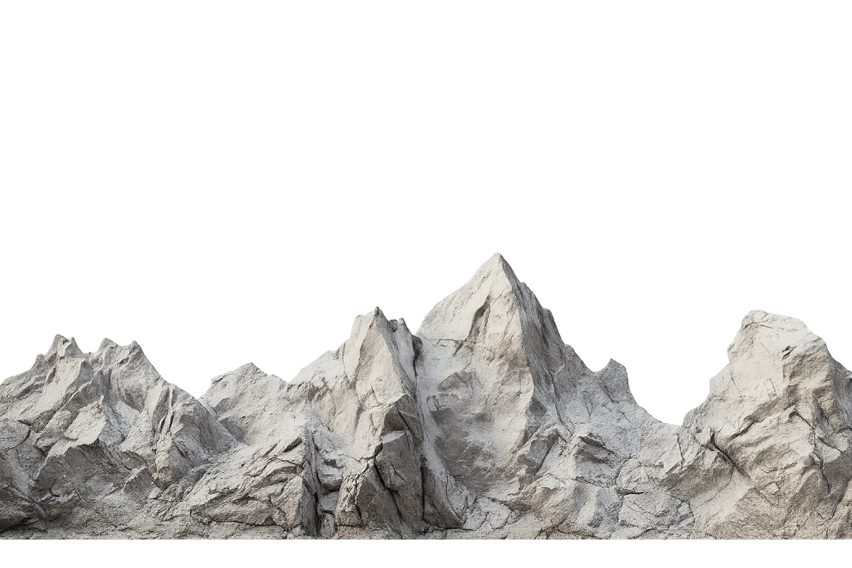 Jagged Gray Mountain Range Transparent Background