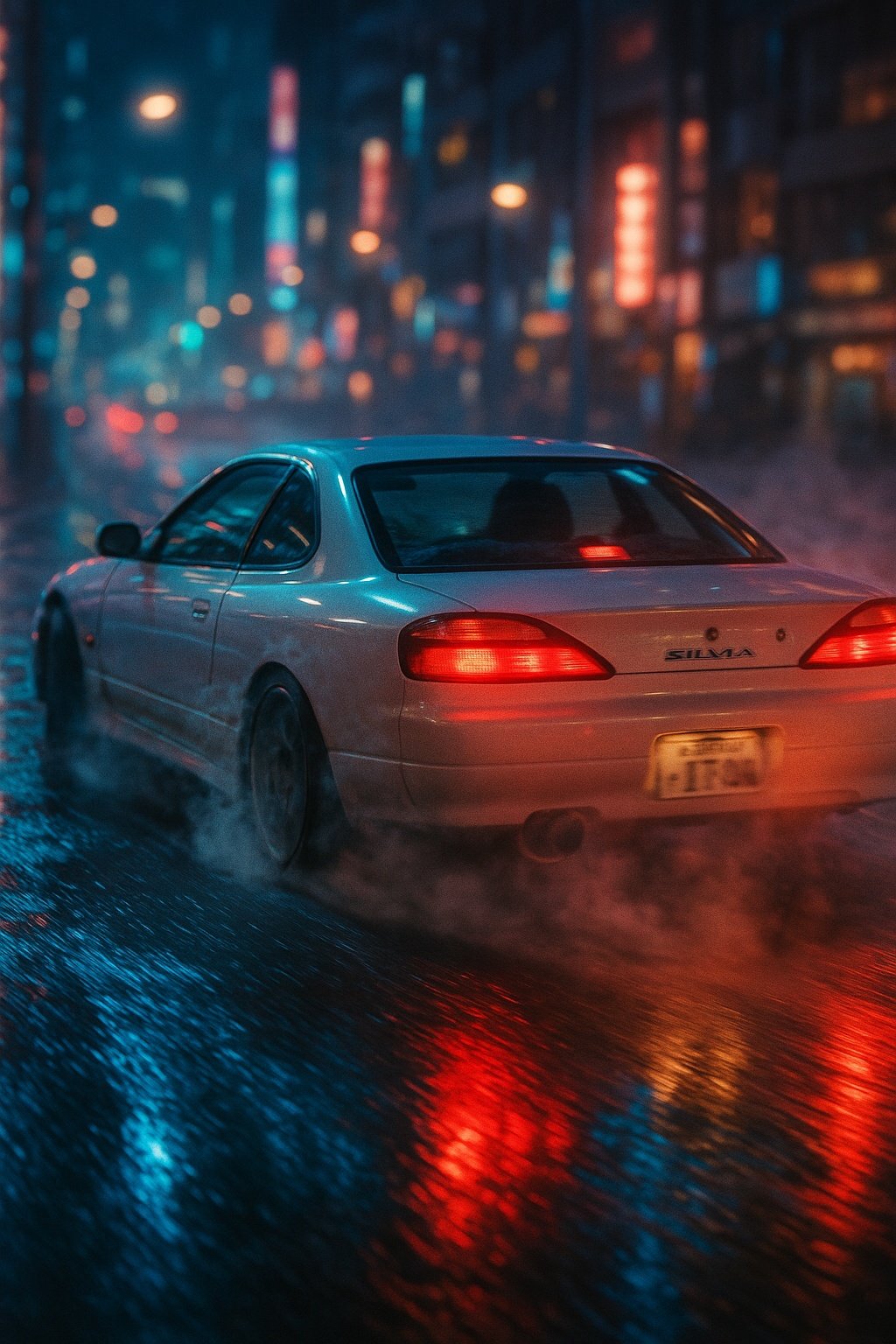 JDM Car Neon City Drift Mobile Wallpaper