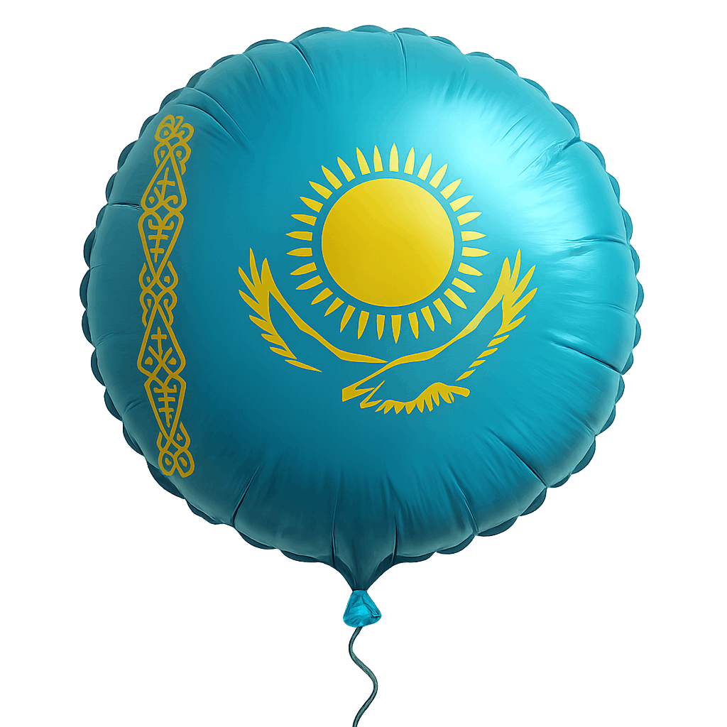 Kazakhstan Flag Foil Balloon Transparent Background Party