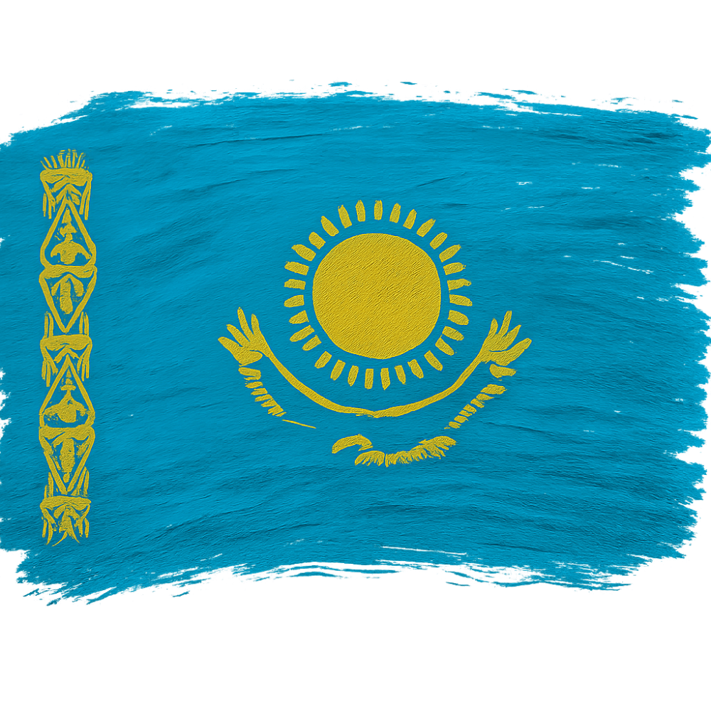 Kazakhstan Flag Painted Texture Transparent Background Art