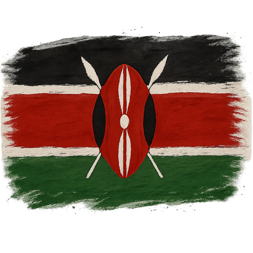 Kenya Flag Painted Brushstroke Transparent Background Art