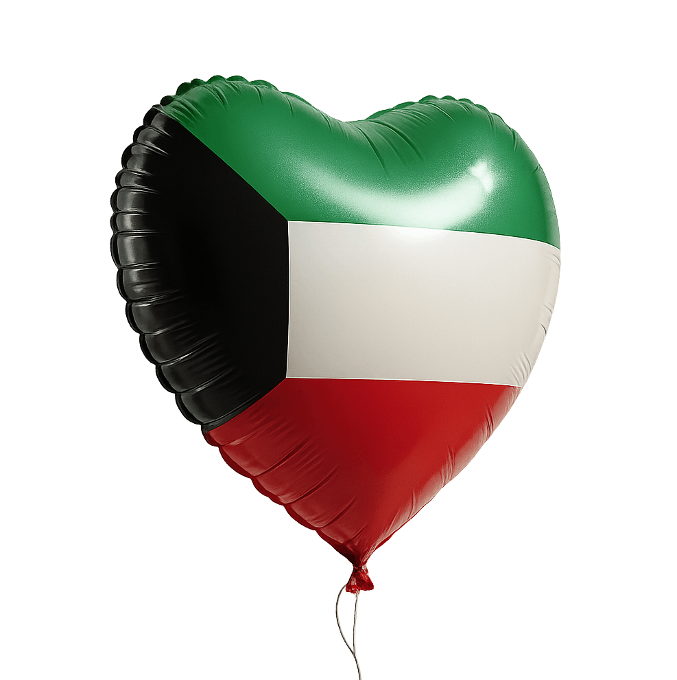 Kuwait Flag Heart Balloon Transparent Background Love