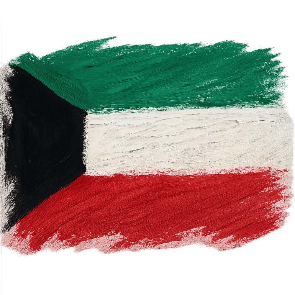 Kuwait Flag Painted Brushstroke Transparent Background Art