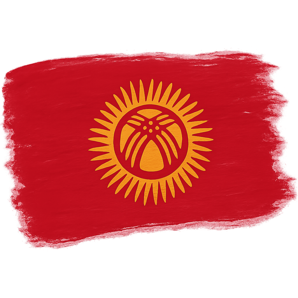 Kyrgyzstan Flag Painted Texture Transparent Background Art