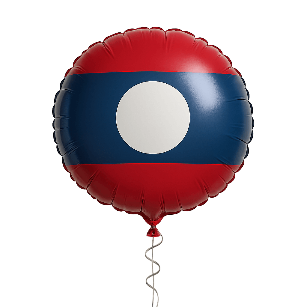 Laos Flag Balloon Transparent Background 3D Render