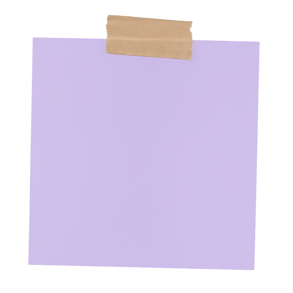 Lavender Sticky Note Taped On Transparent Background For Creative Note, Reminder, Or Message Idea