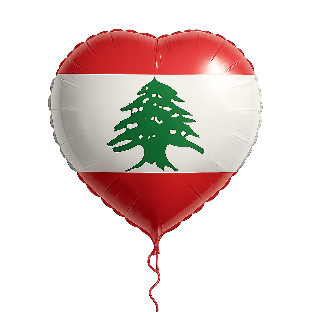 Lebanon Flag Heart Balloon Transparent Background