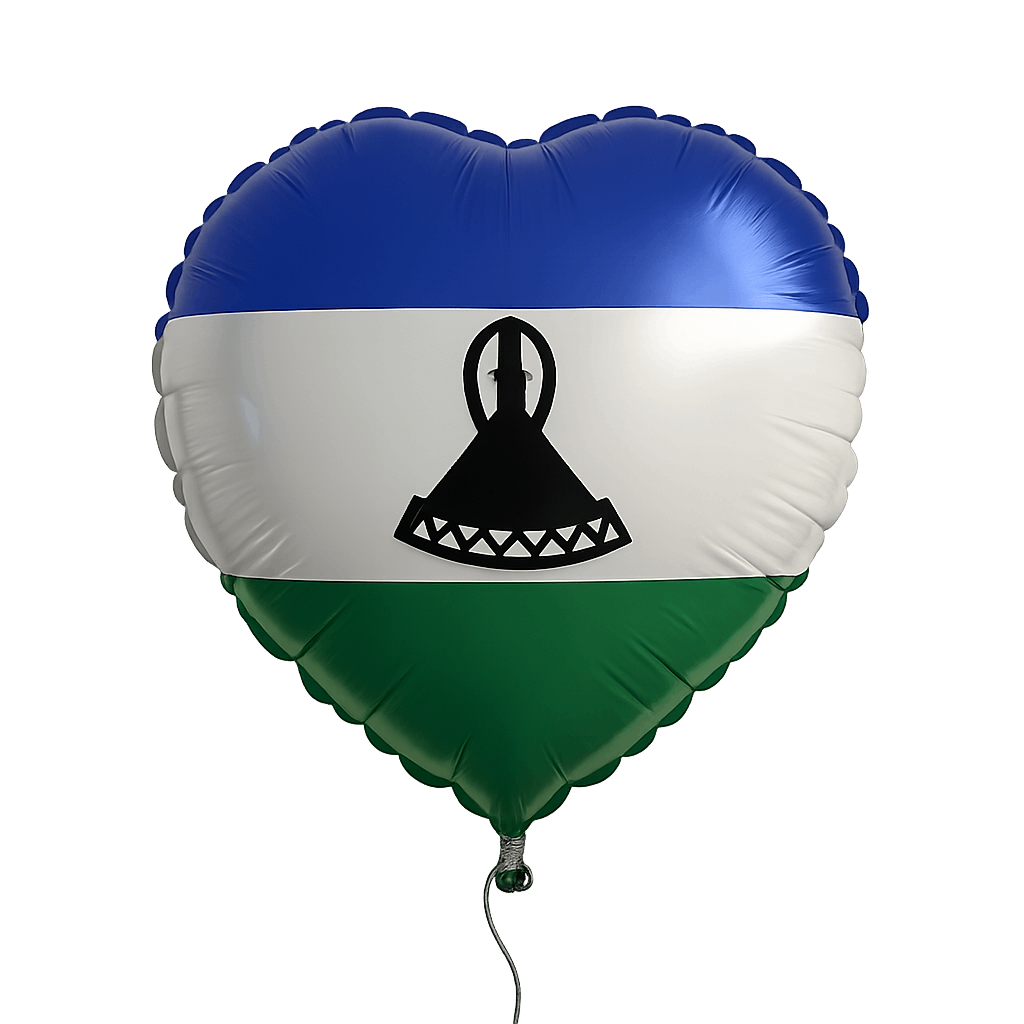 Lesotho Flag Heart Balloon Transparent Background