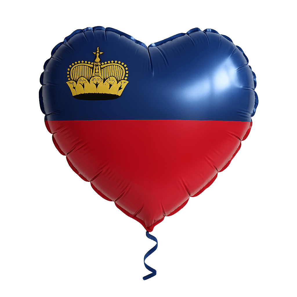 Liechtenstein Flag Heart Balloon Transparent Background