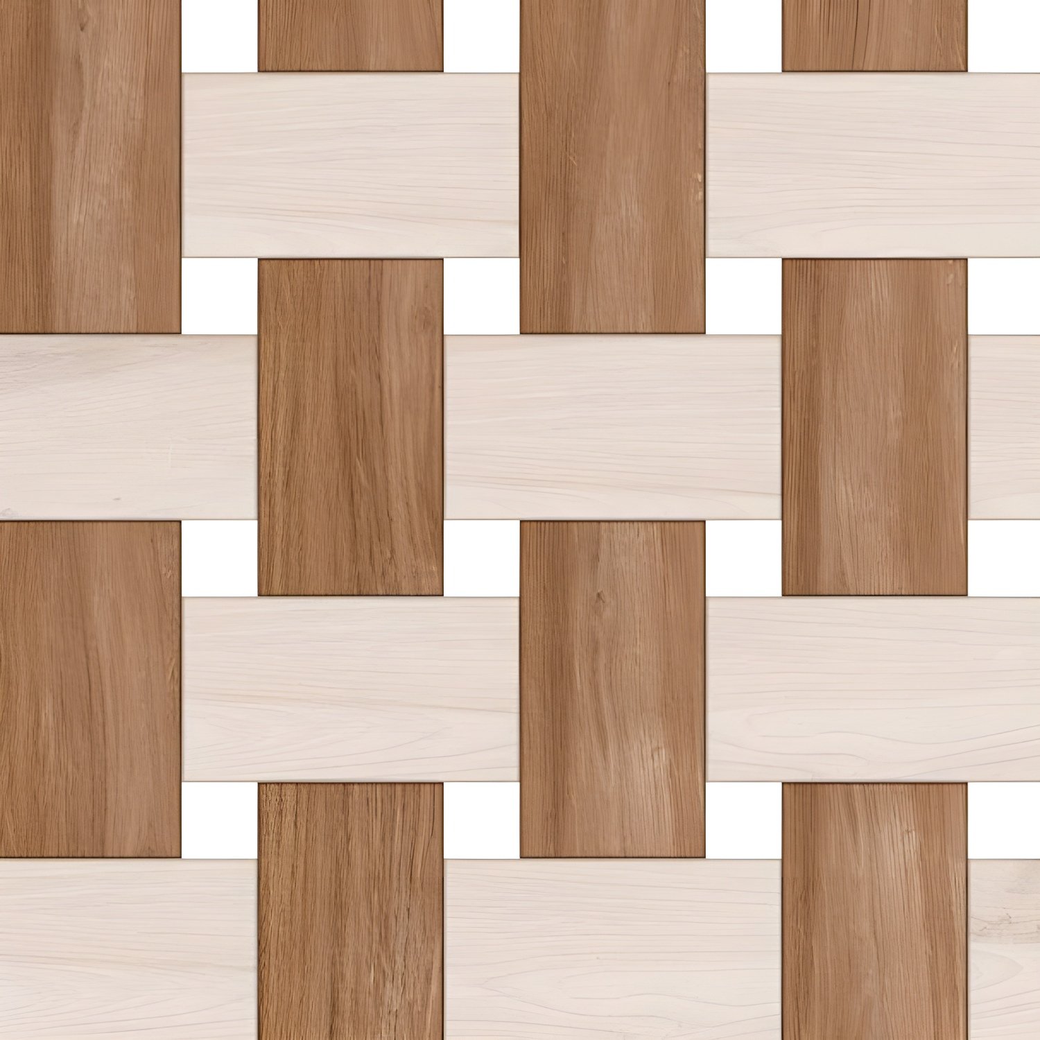 Light and Medium Wood Basket Weave Tile